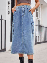 Load image into Gallery viewer, Yes Girl Denim Skirt with Pockets