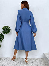 Load image into Gallery viewer, Button-Down Tie Waist Collared Neck Dress