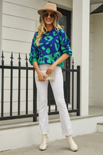 Load image into Gallery viewer, Woven Right Leopard Round Neck Dropped Shoulder Sweater