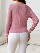 Load image into Gallery viewer, V-Neck Long Sleeve Eyelet Knit Top