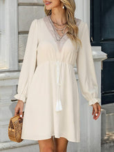 Load image into Gallery viewer, Tassel V-Neck Flounce Sleeve Dress