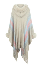 Load image into Gallery viewer, Color Block Fringe Detail Poncho
