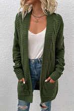 Load image into Gallery viewer, Cable-Knit Open Front Cardigan with Pockets