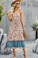 Load image into Gallery viewer, Bohemian Spaghetti Strap Drawstring Slit Dress