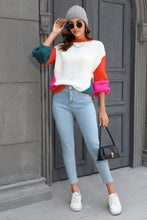 Load image into Gallery viewer, Double Take Color Block Round Neck Drop Shoulder Sweater