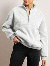 Load image into Gallery viewer, Half Zip Dropped Shoulder Sweatshirt