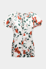 Load image into Gallery viewer, Floral Tie Neck Short Sleeve Shirt