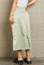 Load image into Gallery viewer, Just In Time High Waisted Cargo Midi Skirt