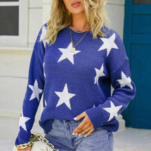 Load image into Gallery viewer, Star Pattern Round Neck Sweater