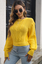 Load image into Gallery viewer, Cable-knit Round Neck Cropped Sweater