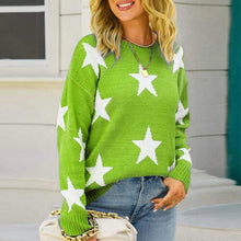 Load image into Gallery viewer, Star Pattern Round Neck Sweater
