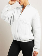 Load image into Gallery viewer, Half Zip Dropped Shoulder Sweatshirt