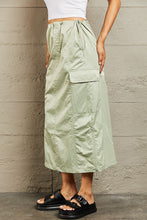 Load image into Gallery viewer, Just In Time High Waisted Cargo Midi Skirt