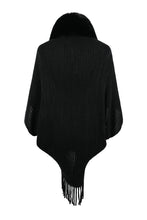 Load image into Gallery viewer, Fringe Detail Long Sleeve Ribbed Poncho
