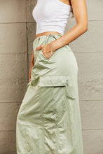 Load image into Gallery viewer, Just In Time High Waisted Cargo Midi Skirt
