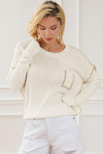 Load image into Gallery viewer, Exposed Seam Round Neck Long Sleeve Sweater