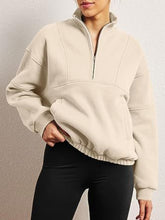 Load image into Gallery viewer, Half Zip Dropped Shoulder Sweatshirt