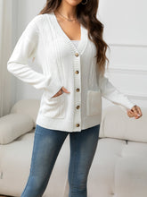 Load image into Gallery viewer, V-Neck Long Sleeve Buttoned Knit Top with Pocket