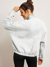 Load image into Gallery viewer, Half Zip Dropped Shoulder Sweatshirt