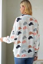 Load image into Gallery viewer, Hat Print Collared Neck Long Sleeve Shirt