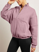 Load image into Gallery viewer, Half Zip Dropped Shoulder Sweatshirt