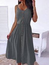 Load image into Gallery viewer, Decorative Button Spaghetti Strap Dress