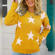 Load image into Gallery viewer, Star Pattern Round Neck Sweater