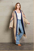 Load image into Gallery viewer, Double Take Geometric Fringe Hem Duster Cardigan