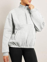 Load image into Gallery viewer, Half Zip Dropped Shoulder Sweatshirt