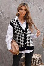 Load image into Gallery viewer, Houndstooth Button Front Sweater Vest