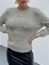 Load image into Gallery viewer, Pearl Round Neck Sweater
