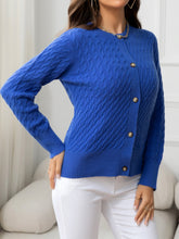 Load image into Gallery viewer, Round Neck Cable-Knit Buttoned Knit Top