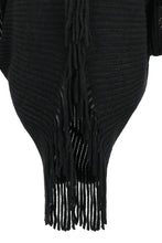 Load image into Gallery viewer, Fringe Detail Long Sleeve Ribbed Poncho