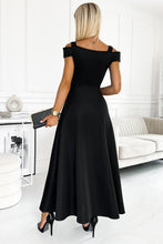 Load image into Gallery viewer, Cold-Shoulder Surplice Neck Maxi Dress