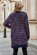 Load image into Gallery viewer, Multicolored Ribbed Trim Open Front Cardigan with Pockets