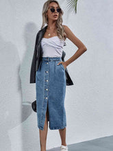 Load image into Gallery viewer, Faye Button Down Denim Skirt