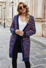 Load image into Gallery viewer, Multicolored Ribbed Trim Open Front Cardigan with Pockets