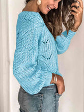 Load image into Gallery viewer, Openwork Round Neck Sweater