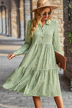 Load image into Gallery viewer, Collared Neck Long Sleeve Midi Dress