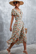 Load image into Gallery viewer, Floral Surplice Neck Tied Midi Dress