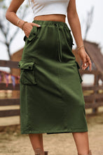 Load image into Gallery viewer, Drawstring Waist Slit Denim Skirt