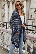 Load image into Gallery viewer, Multicolored Ribbed Trim Open Front Cardigan with Pockets