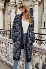 Load image into Gallery viewer, Multicolored Ribbed Trim Open Front Cardigan with Pockets