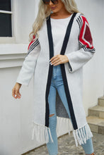 Load image into Gallery viewer, Double Take Geometric Fringe Hem Duster Cardigan