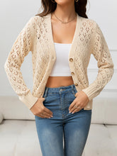 Load image into Gallery viewer, Openwork V-Neck Buttoned Knit Top