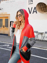 Load image into Gallery viewer, Color Block Open Front Hooded Cardigan