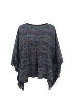 Load image into Gallery viewer, Round Neck Fringe Detail Sleeve Poncho
