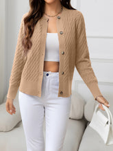 Load image into Gallery viewer, Round Neck Cable-Knit Buttoned Knit Top