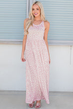 Load image into Gallery viewer, Leopard Round Neck Sleeveless Maxi Dress