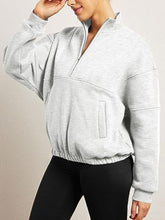 Load image into Gallery viewer, Half Zip Dropped Shoulder Sweatshirt